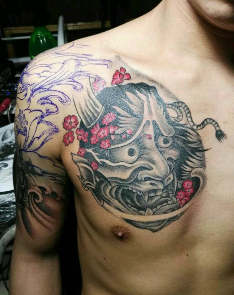 半甲,未完成纹身图片