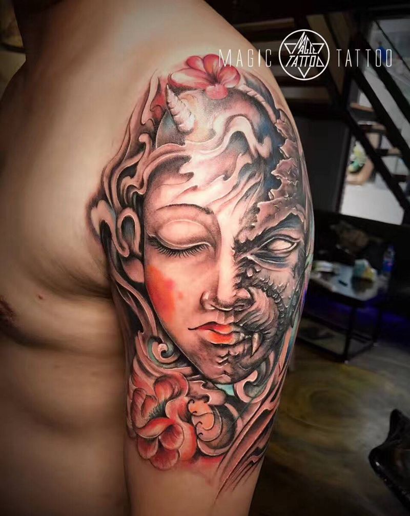 一念之间纹身图片_成品手臂传统蚌埠一念之间纹身图案