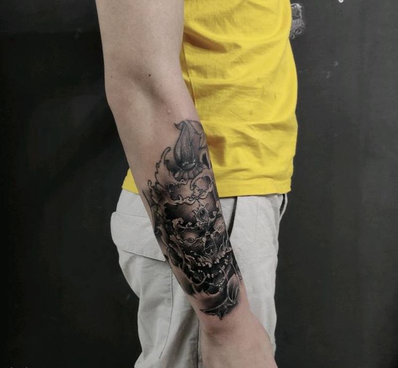 嘎巴拉纹身图片_手臂腿部新传统纹身图案