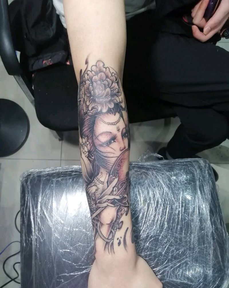 艺妓，纹身图片_手臂背部老传统新传统艺妓永义堂刺青芜湖纹身图案