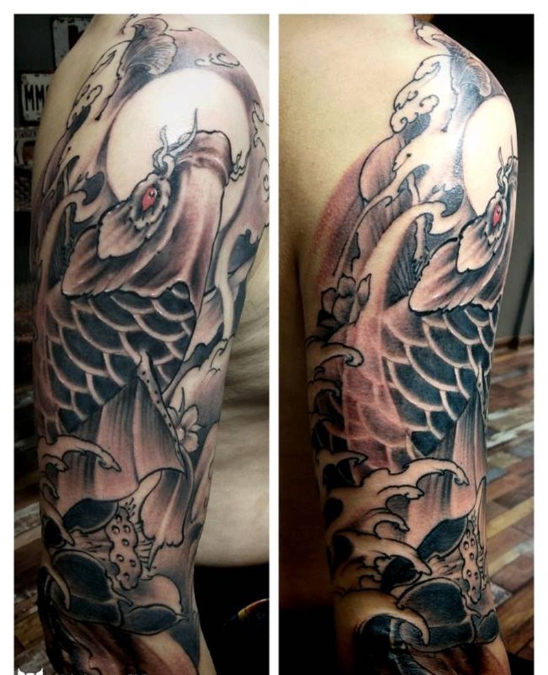 年年有余，富贵鲤鱼纹身图片_手臂手部传统动物成品纹身图案