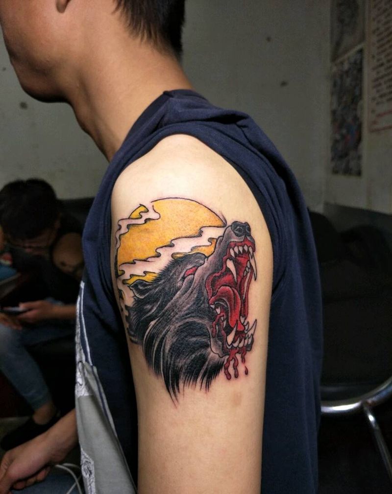 另外一个兄弟纹一样的狼头纹身图片