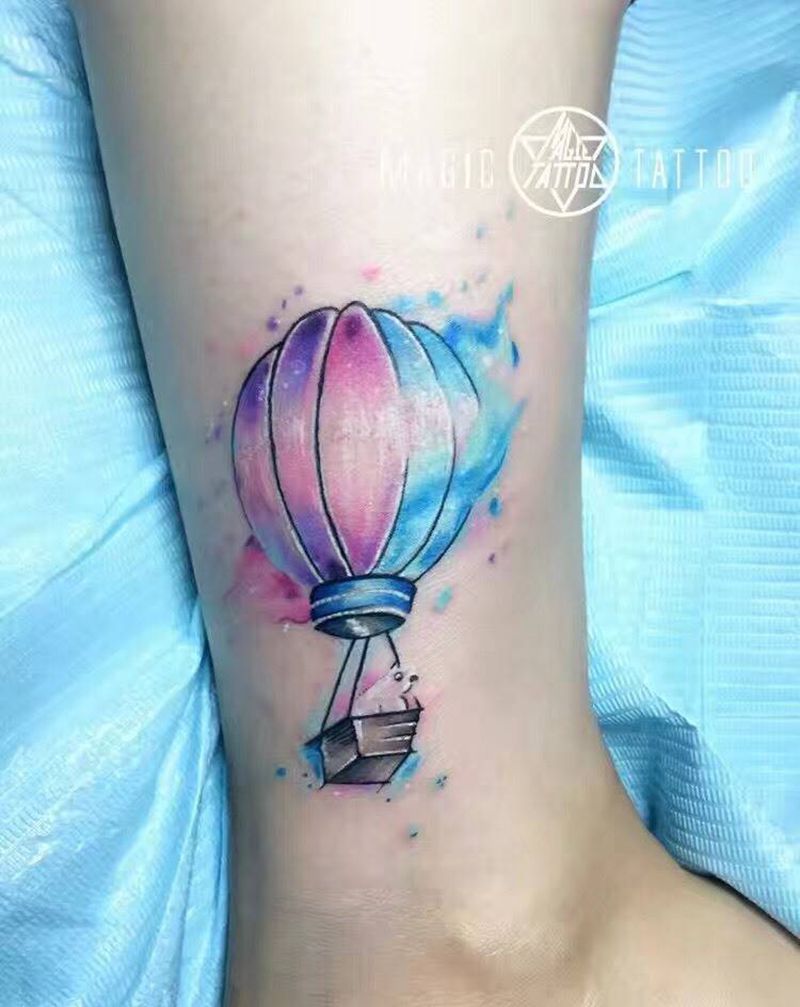彩色 热气球纹身图片_腿部欧美静物蚌埠纹身图案