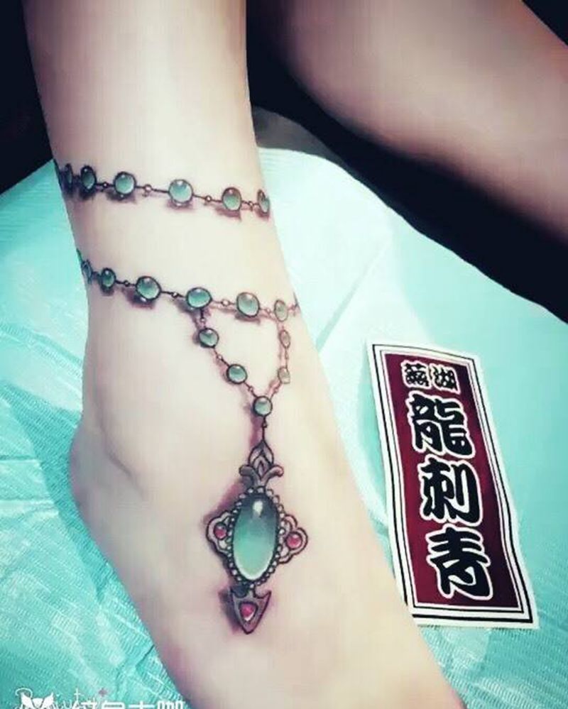 脚链纹身图片