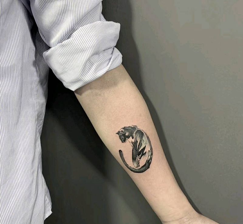 猫纹身图片_New School纹身图案