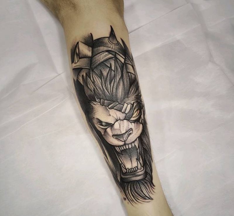 狮子狗纹身图片_New School狮子狗英雄联盟纹身图案