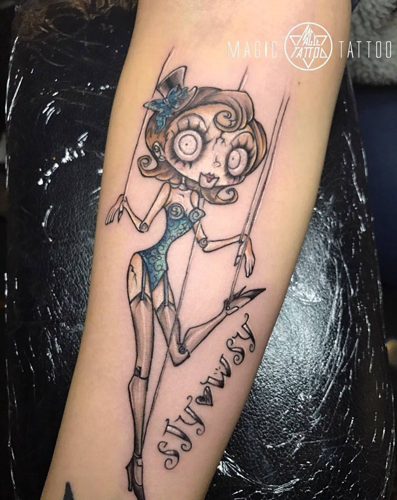 提线木偶纹身图片_成品手臂欧美人物蚌埠提线木偶彩色纹身图案