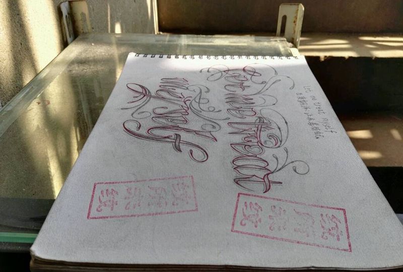 应客户要求设计一款花体字母，纹身图片