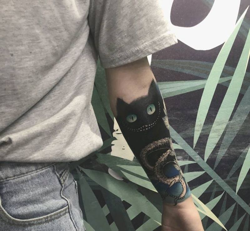 Ins风黑臂纹身图片_暗黑纹身图案