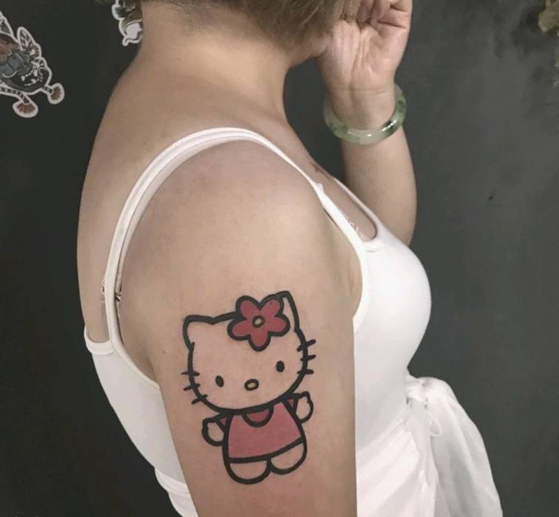 Kt猫纹身图片_小清新纹身图案