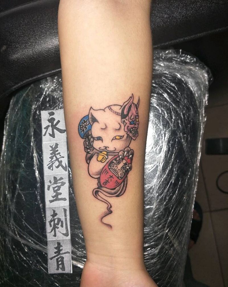 招财猫纹身图片