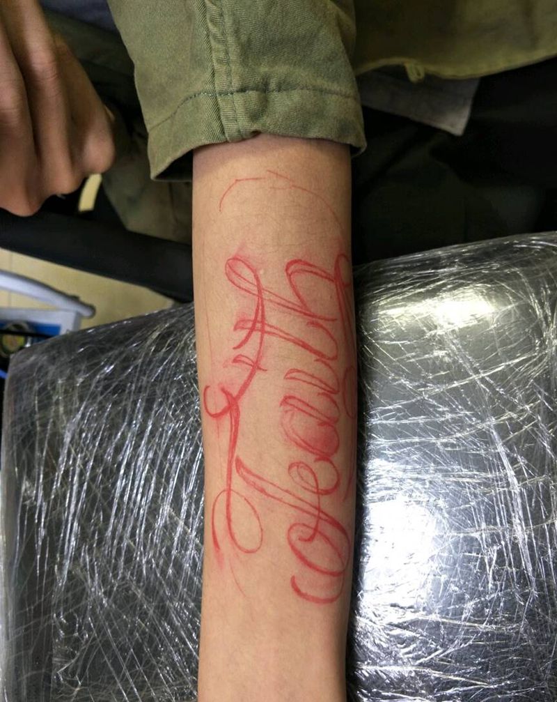 花体字母现场设计，纹身图片