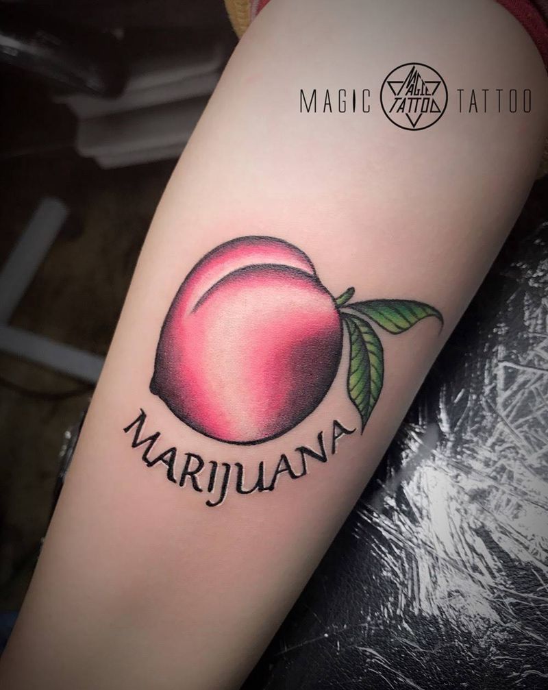 蜜桃&大麻纹身图片_成品手臂欧美植物蚌埠school彩色纹身图案