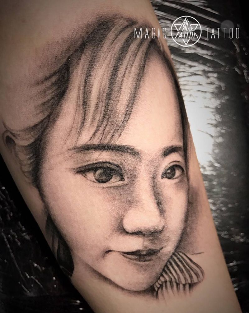 成人礼纹身图片_成品手臂欧美肖像人物原创蚌埠纹身图案