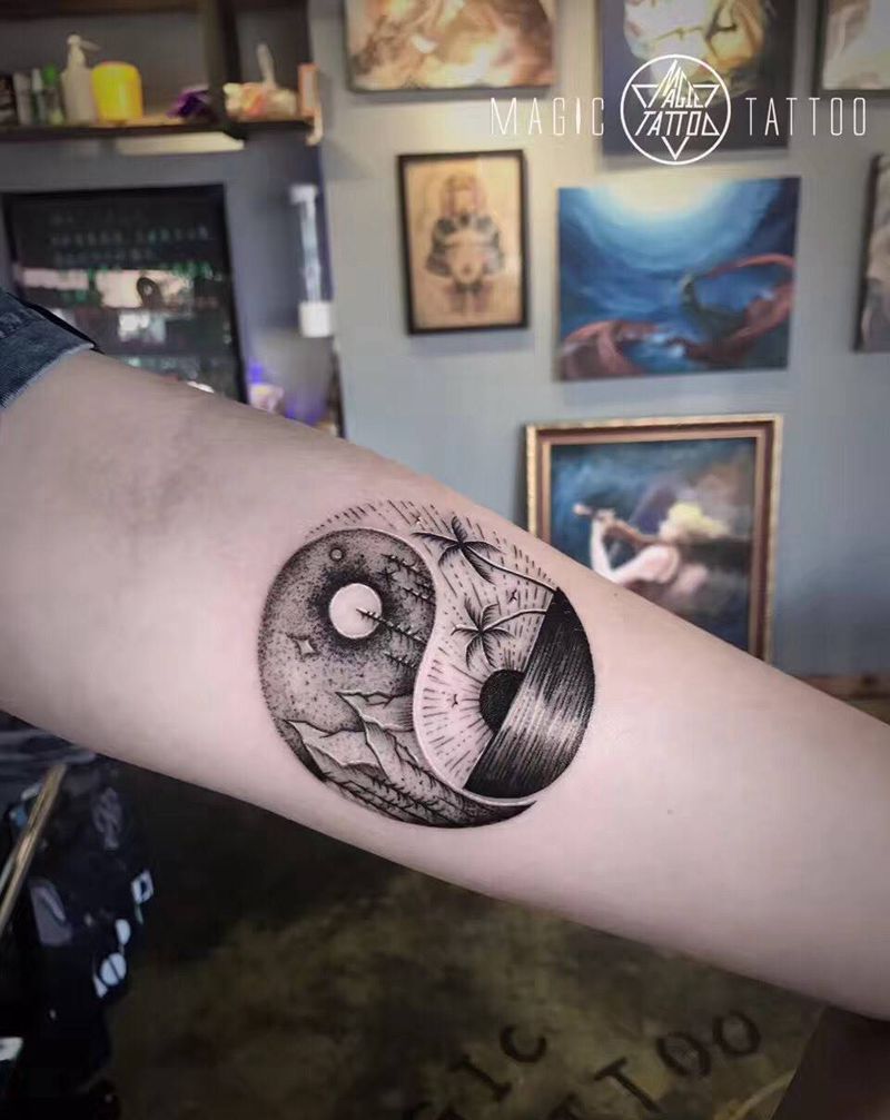 太极两仪纹身图片_成品手臂蚌埠太极纹身图案