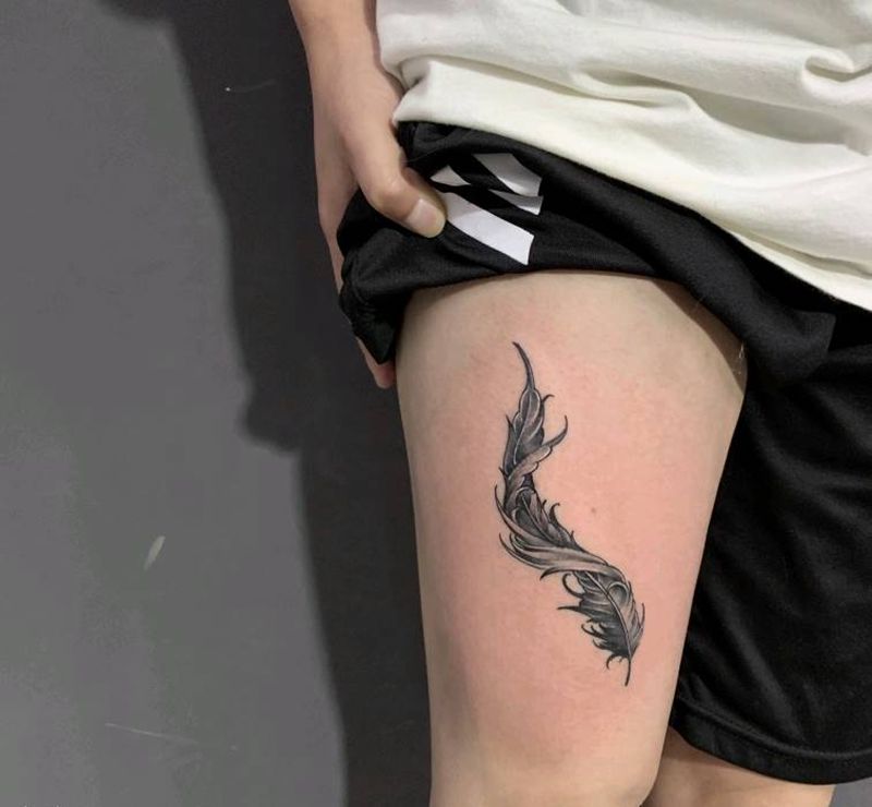 羽毛遮盖纹身图片_小清新纹身图案