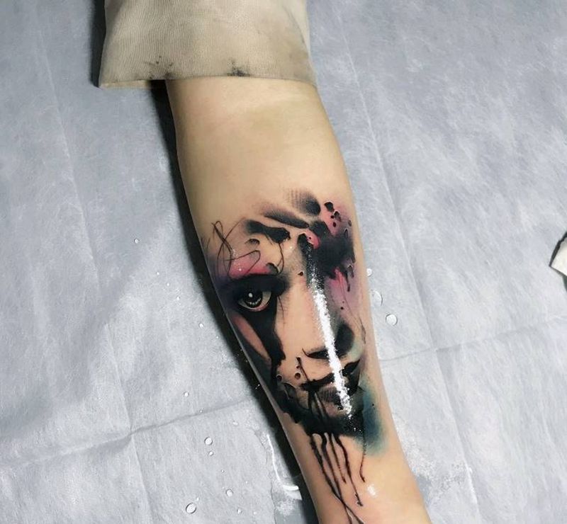 彩色肖像纹身图片_欧美写实纹身图案