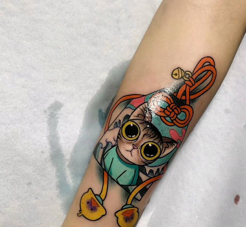 猫纹身图片_New School纹身图案