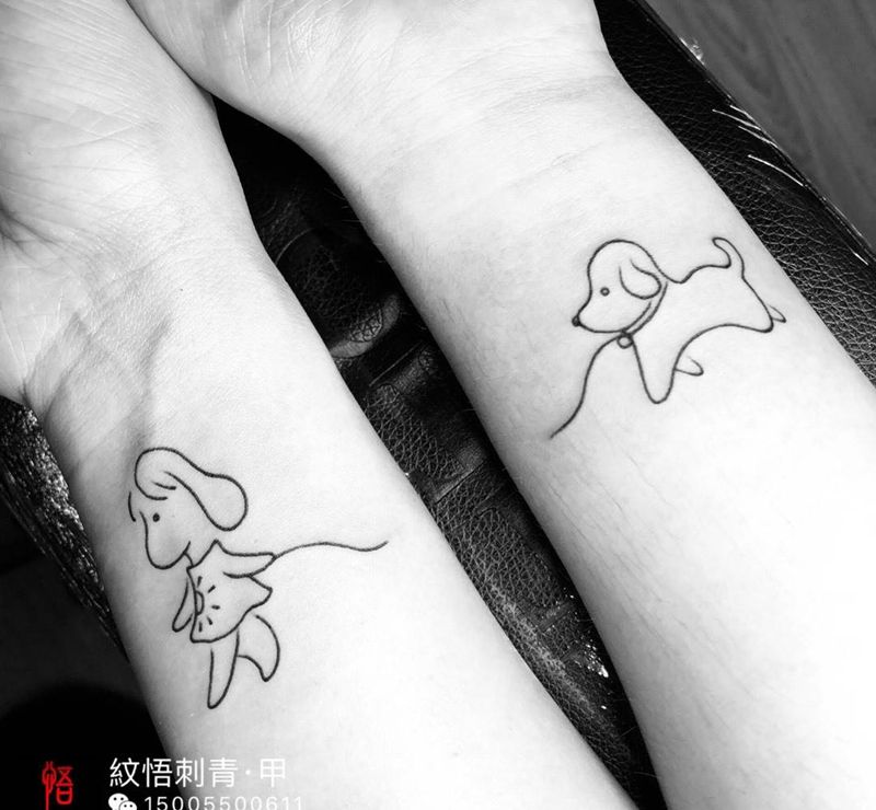 情侣纹身图片_成品手部清新情侣纹身图案