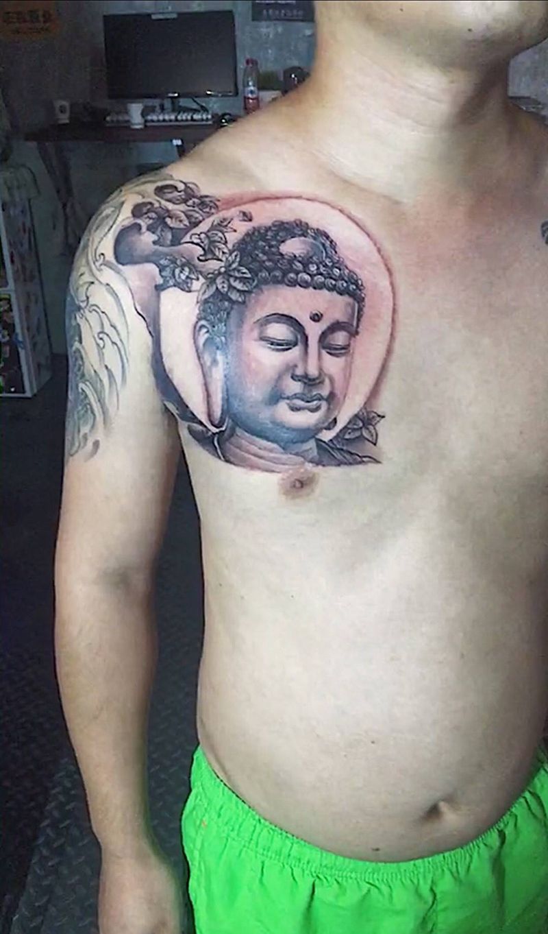 小尚的佛像纹身图片_成品胸部腹部手臂腿部背部传统鬼神宗教人物纹身图案