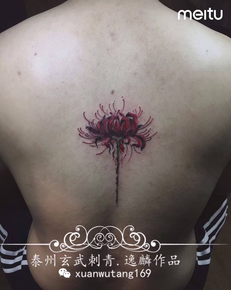 彼岸花遮盖胎记纹身图片_水墨纹身图案