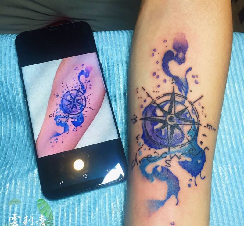 水彩泼墨纹身图片