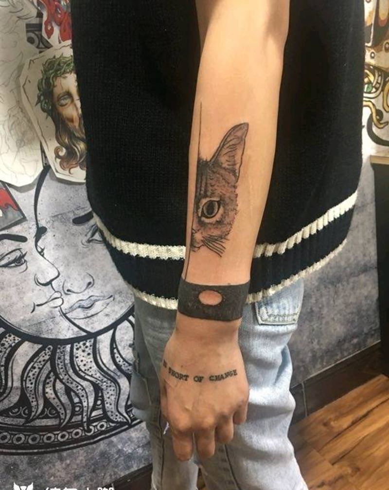 猫咪纹身图片_清新纹身图案