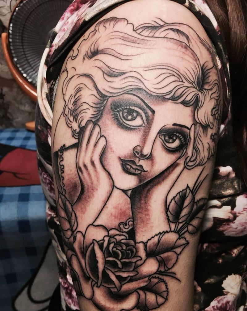 欧式纹身图片_成品手臂欧美人物纹身图案