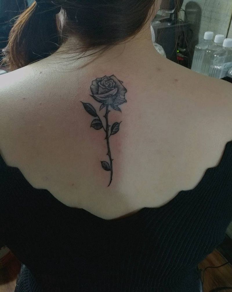 带刺的玫瑰纹身图片