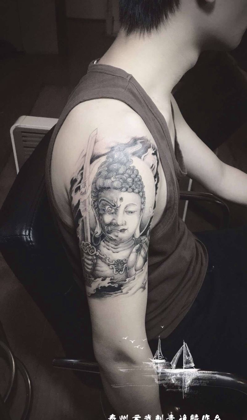 不动明王，佛纹身图片