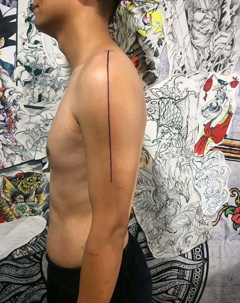 帅哥的线，完工纹身图片