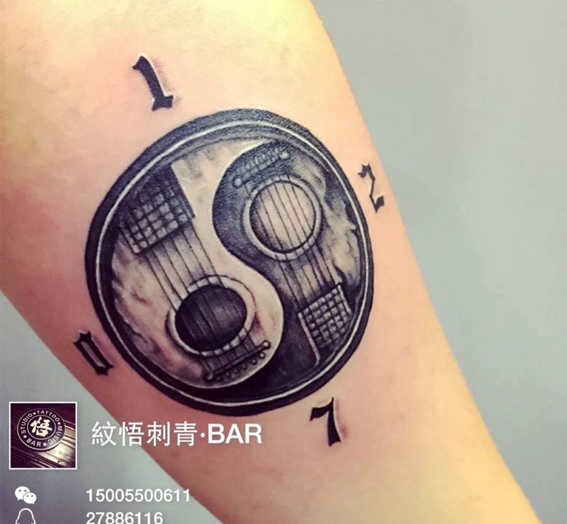 太极吉它纹身图片