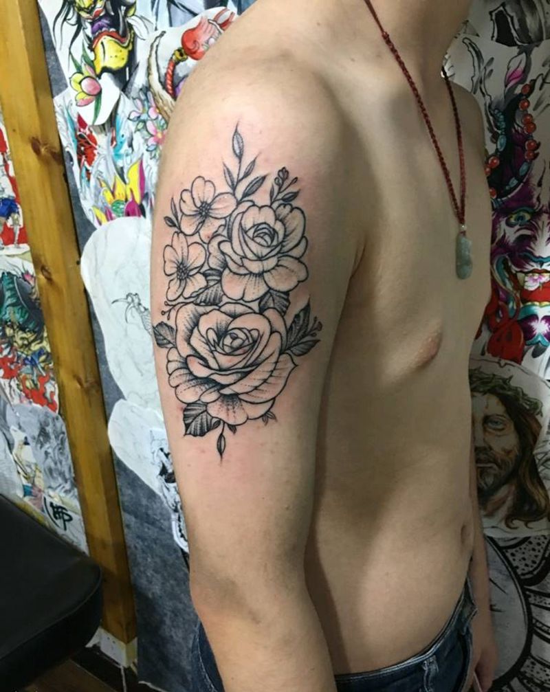 素花纹身图片_手臂纹身图案