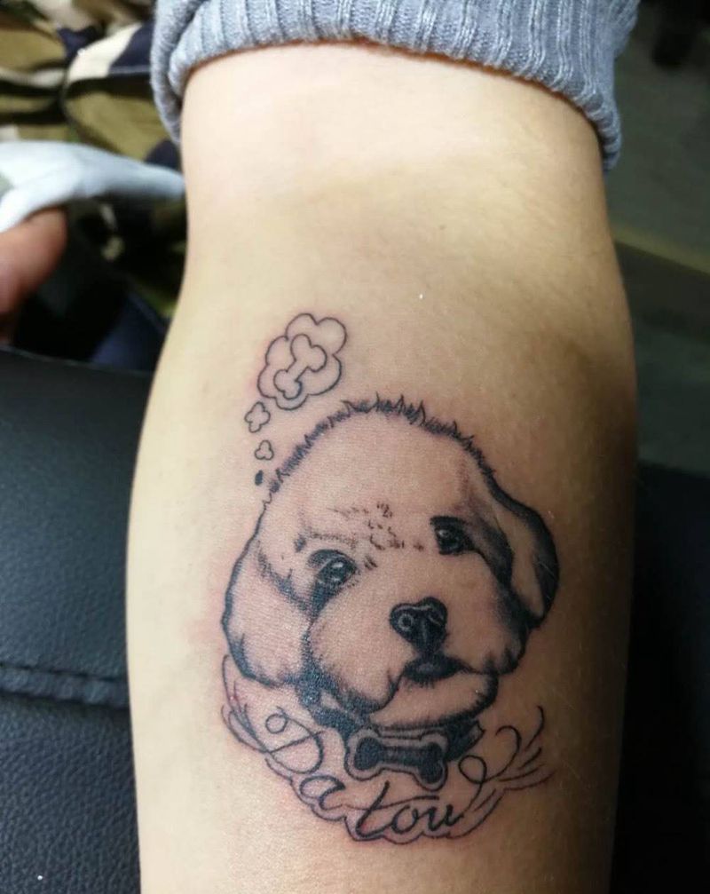 可爱小狗手臂内侧纹身图片