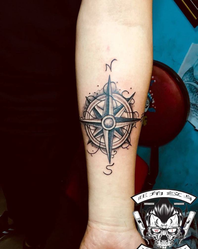 指南针纹身图片