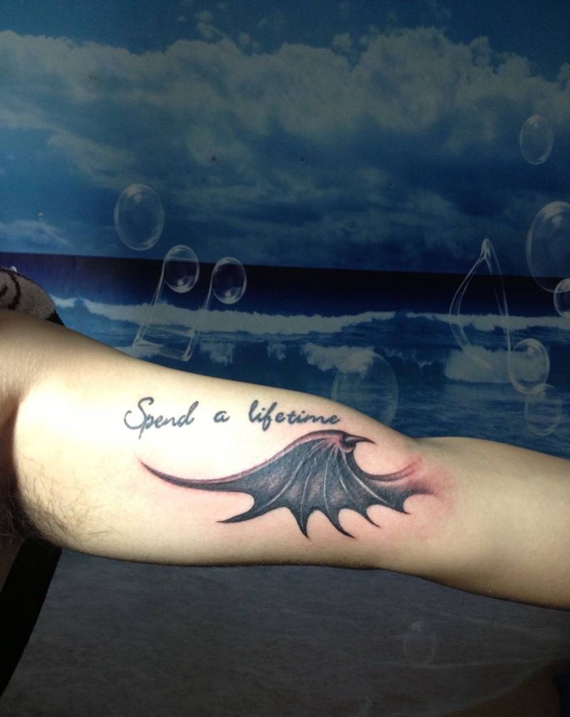 恶魔之翼纹身图片_成品手臂遮盖纹身图案