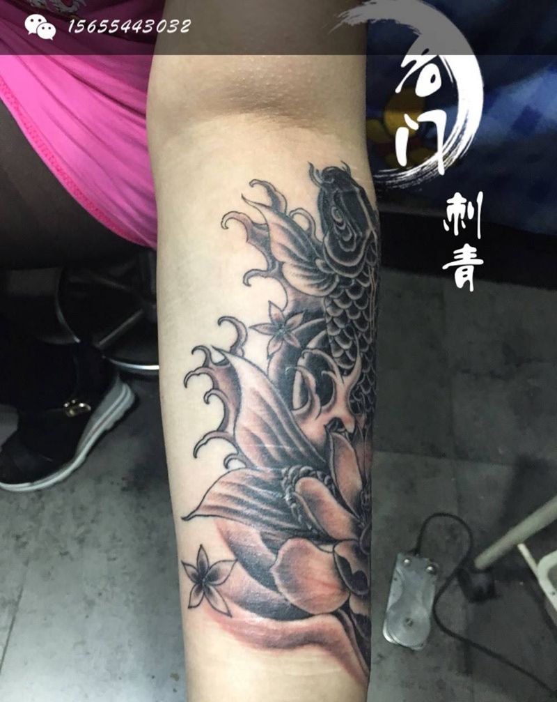 鱼 遮盖纹身图片