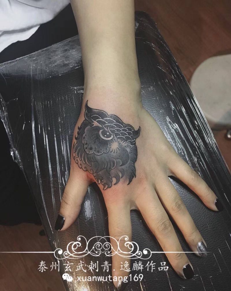 遮盖猫头鹰纹身图片