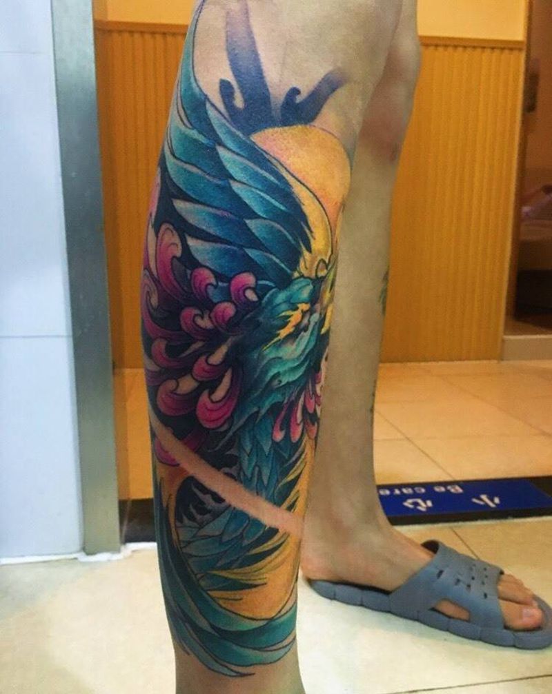 原创凰纹身图片_胸部腰部背部手臂腿部成品传统动物鬼神宗教纹身图案