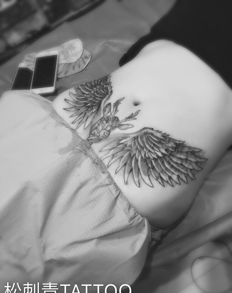 妊辰纹遮盖纹身图片