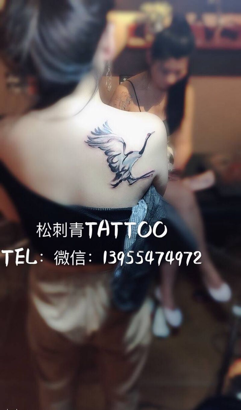 鹤纹身图片