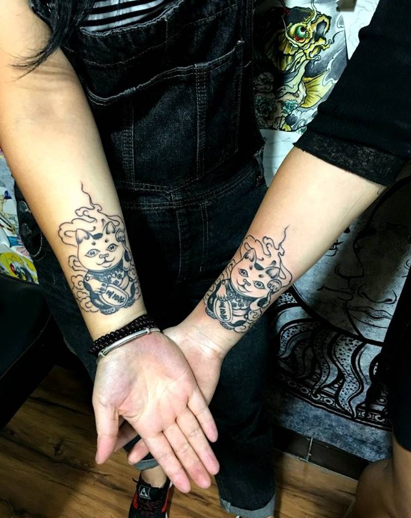 昨日完工的招财猫小图…图越小越纹身图片