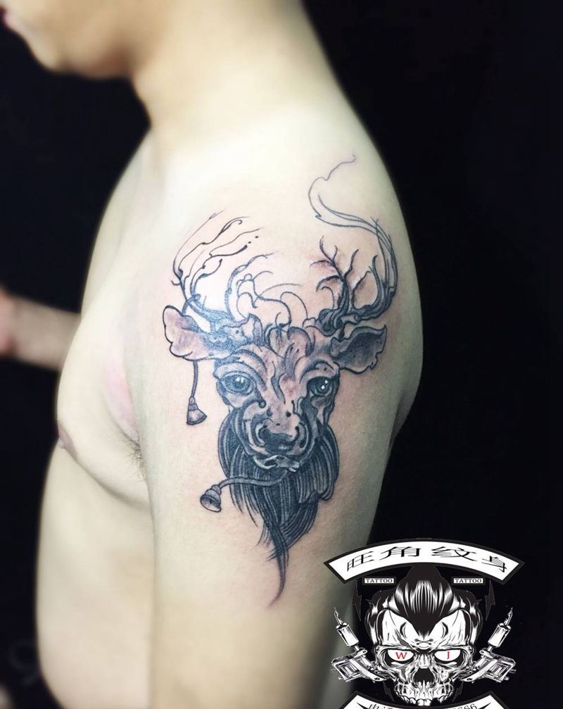 鹿头纹身图片