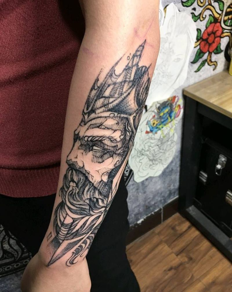 海神纹身图片_手臂纹身图案