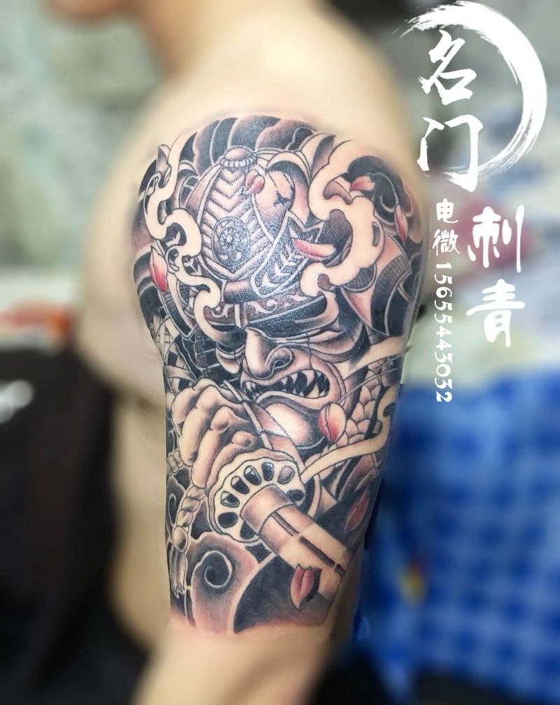 鬼武士纹身图片