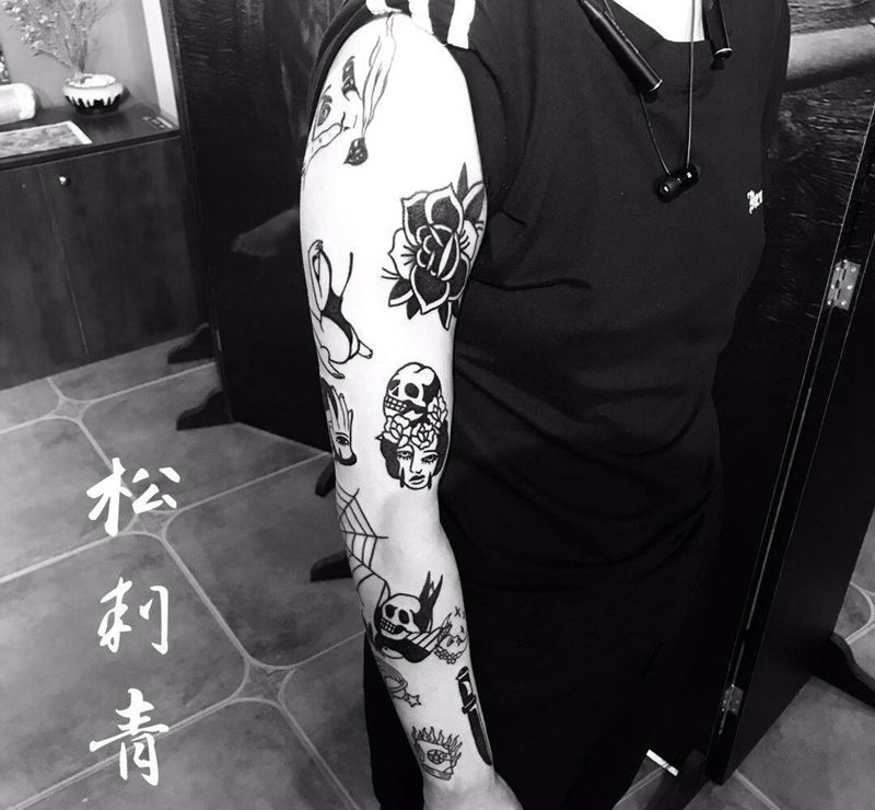 old school花臂纹身图片