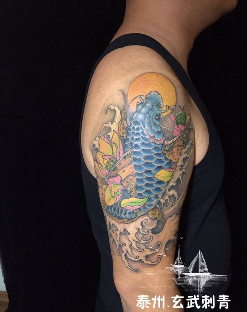 新传统鲤鱼纹身图片