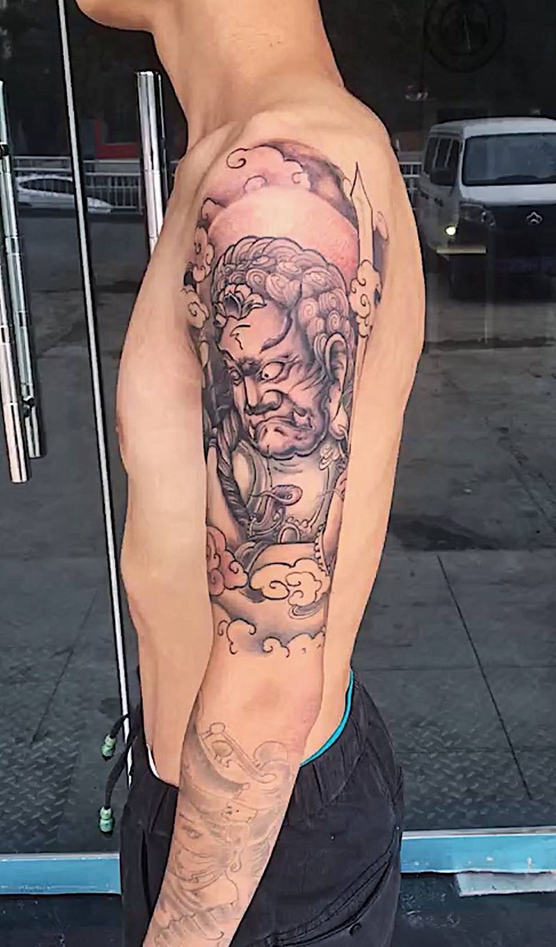 小尚的不动明王纹身图片_成品胸部腰部手臂腿部背部传统鬼神人物宗教纹身图案