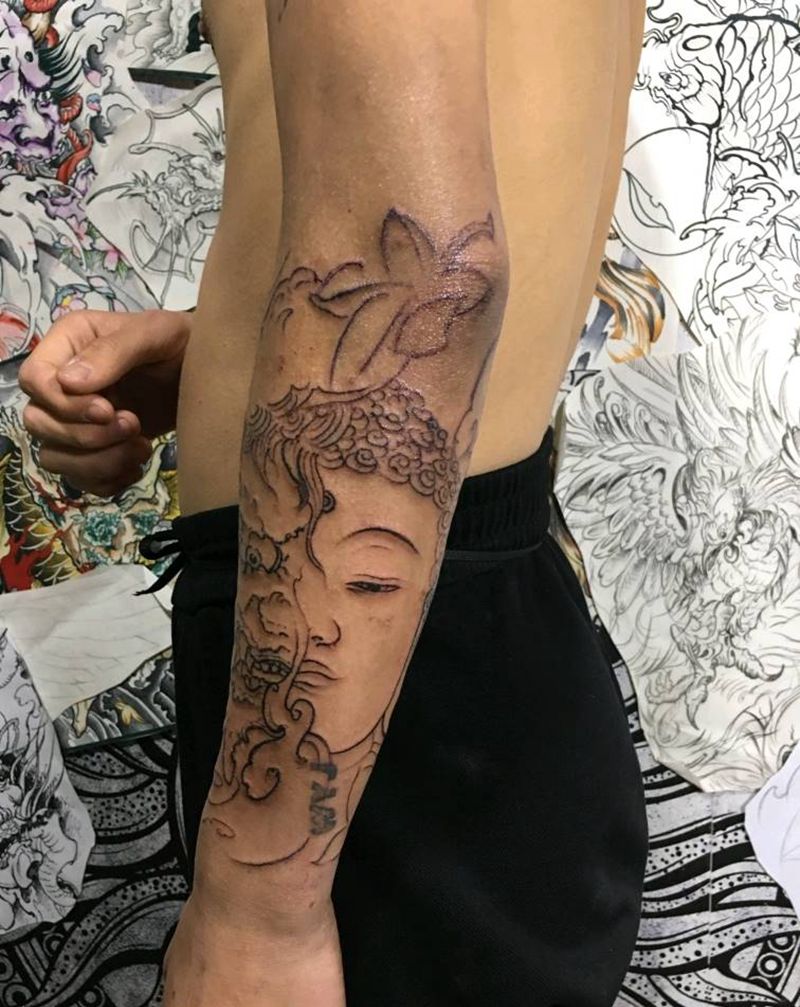 佛与魔纹身图片