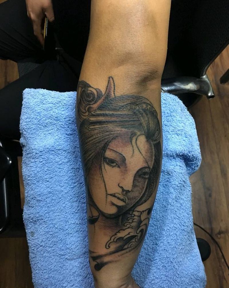 艺伎纹身图片_新传统纹身图案